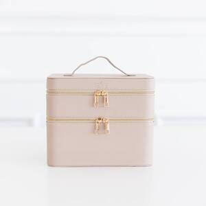 NEW HOLLIS women's glamour stack cosmetic bag in nude